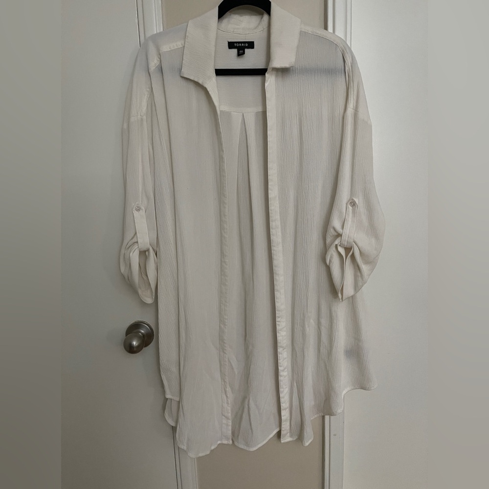Torrid White kimono shirt